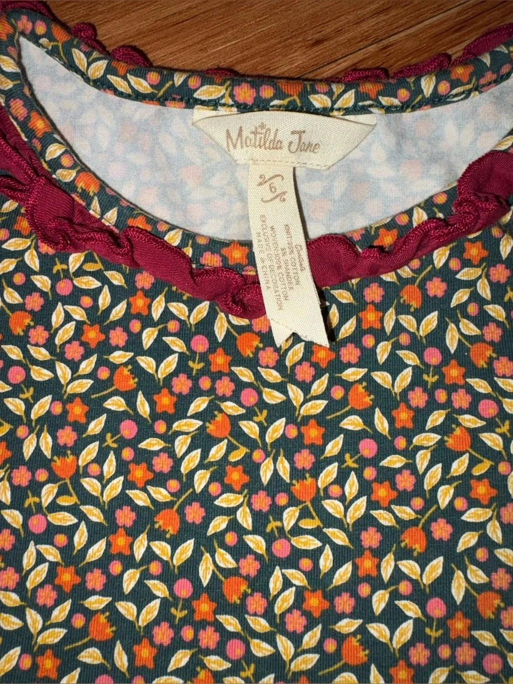 Matilda Jane Boho Floral Patchwork Girls' Dress in Mustard & Maroon size 6 - Picture 5 of 6
